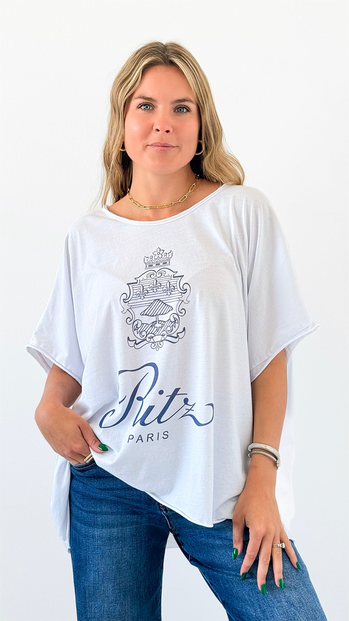 Paris Embroidery Italian Graphic tee-110 short Sleeve Top-Italianissimo-Coastal Bloom Boutique, find the trendiest versions of the popular styles and looks Located in Indialantic, FL
