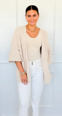 Willow Dusk Chenille Cardigan - Sand Beige-150 Cardigans/Layers-Zenana-Coastal Bloom Boutique, find the trendiest versions of the popular styles and looks Located in Indialantic, FL