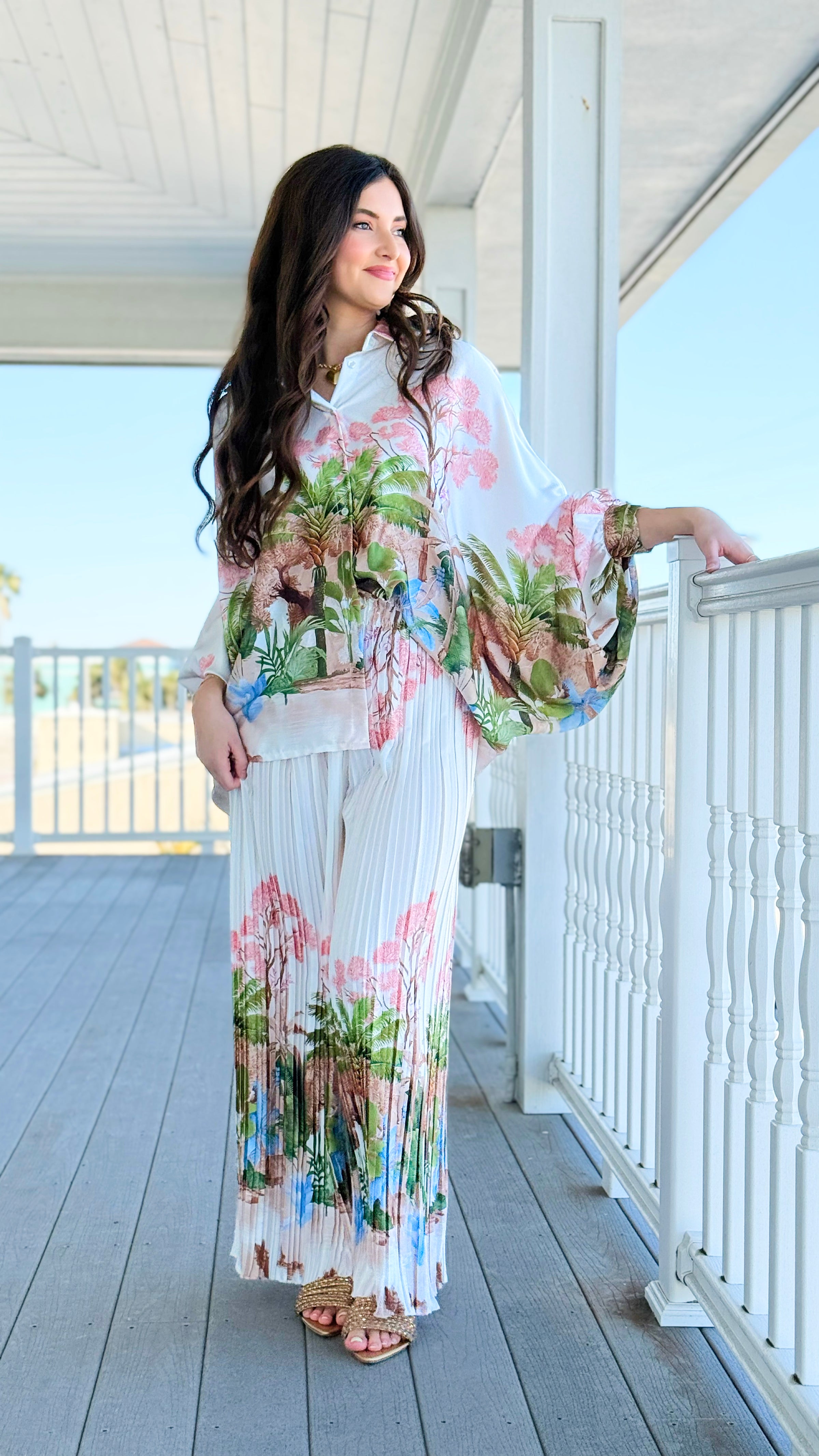 Exotic Jungle Pleated Italian Set - Off White