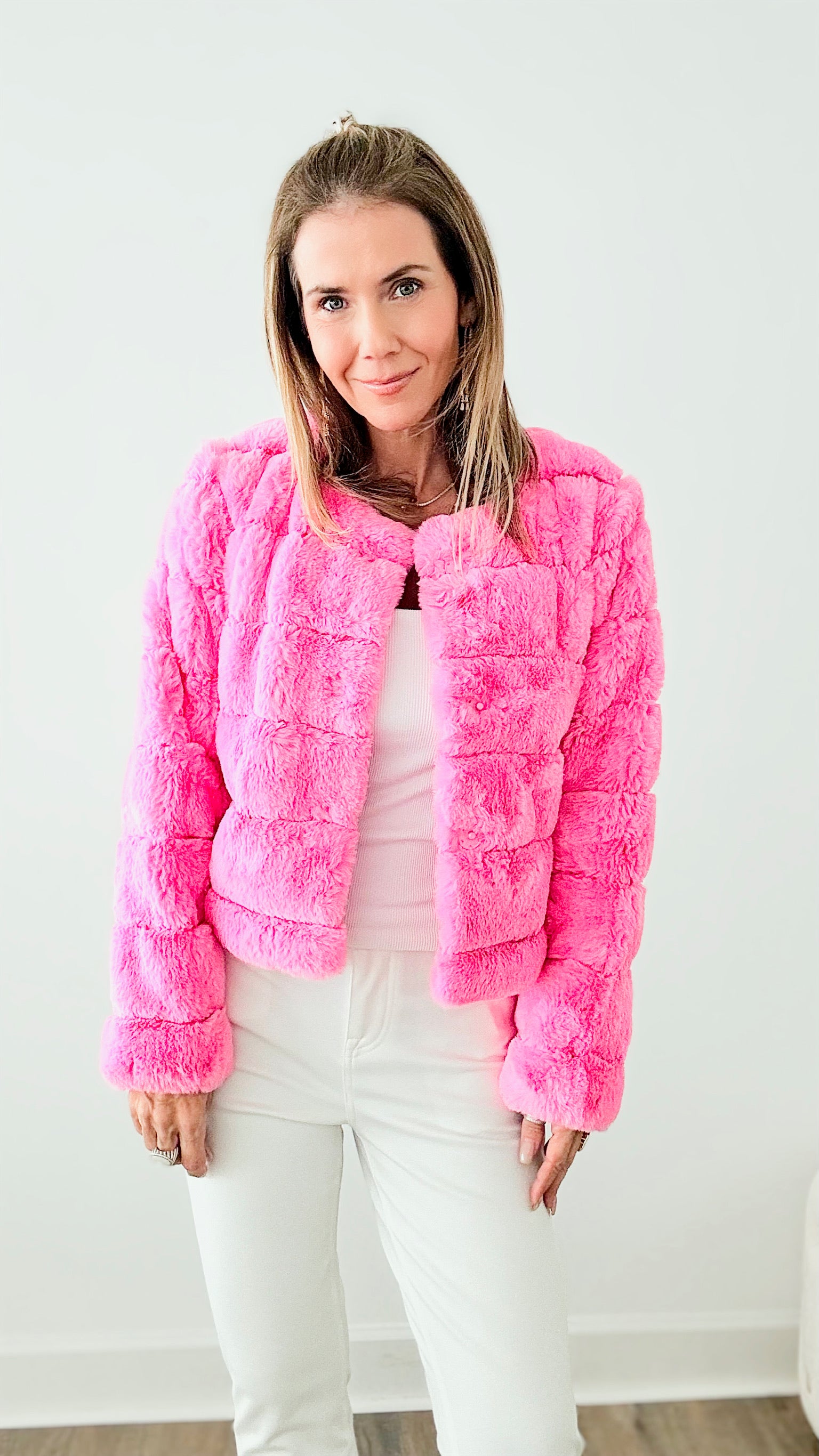 Faux fur quilted discount coat