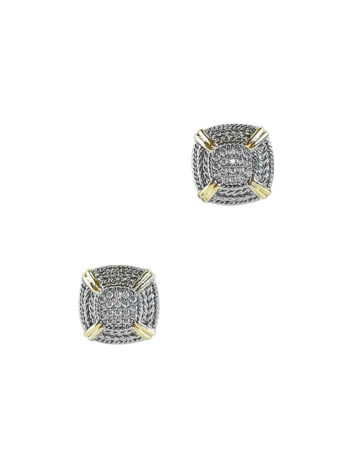 Two-Tone Textured Stud Earrings-230 Jewelry-NYW-Coastal Bloom Boutique, find the trendiest versions of the popular styles and looks Located in Indialantic, FL