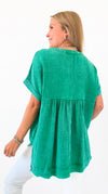 Island Breeze Textured Top - K Green-110 Short Sleeve Tops-Zenana-Coastal Bloom Boutique, find the trendiest versions of the popular styles and looks Located in Indialantic, FL