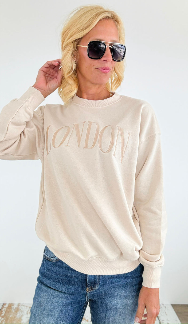 London Relaxed Fleece Sweatshirt-140 Sweaters-reflex-Coastal Bloom Boutique, find the trendiest versions of the popular styles and looks Located in Indialantic, FL