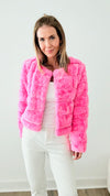Faux Fur Buttoned Quilted Jacket - Barbie Pink-160 Jackets-ShopIrisBasic-Coastal Bloom Boutique, find the trendiest versions of the popular styles and looks Located in Indialantic, FL