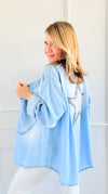 Stardust Button-Up Denim Blouse-110 Long Sleeve Tops-VENTI6 OUTLET-Coastal Bloom Boutique, find the trendiest versions of the popular styles and looks Located in Indialantic, FL