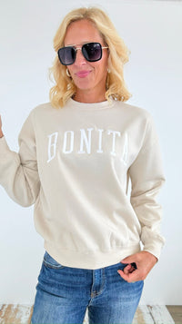 Bonita Relaxed Fleece Sweatshirt- cream-140 Sweaters-reflex-Coastal Bloom Boutique, find the trendiest versions of the popular styles and looks Located in Indialantic, FL