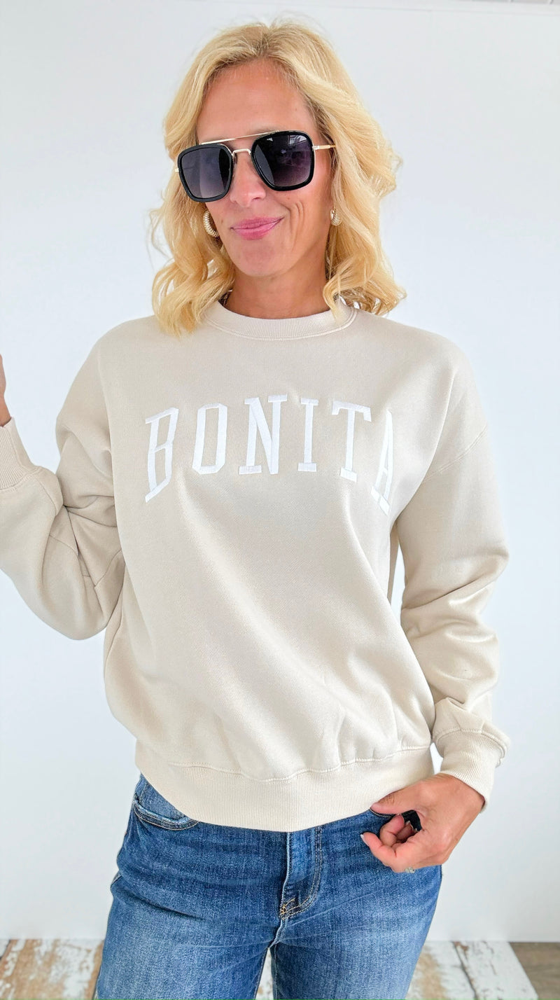 Bonita Relaxed Fleece Sweatshirt- cream-140 Sweaters-reflex-Coastal Bloom Boutique, find the trendiest versions of the popular styles and looks Located in Indialantic, FL