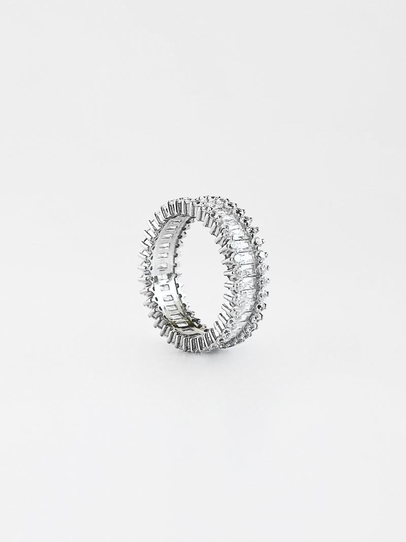 Sterling Silver CZ Station Baguette Band Ring-230 Jewelry-NYC-Coastal Bloom Boutique, find the trendiest versions of the popular styles and looks Located in Indialantic, FL