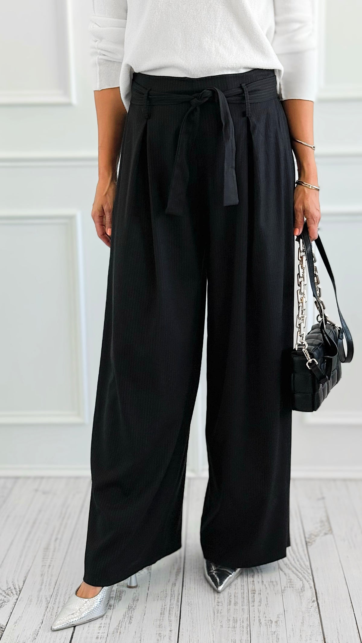 Elegance Pinstripe Italian Pant-100 Pants-AZUL MONACO-Coastal Bloom Boutique, find the trendiest versions of the popular styles and looks Located in Indialantic, FL