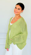 Coastal Breeze Knit Italian Cardigan - Pistachio-150 Cardigans/Layers-Italianissimo/TOSCANA-Coastal Bloom Boutique, find the trendiest versions of the popular styles and looks Located in Indialantic, FL