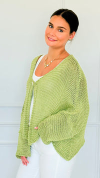 Coastal Breeze Knit Italian Cardigan - Pistachio-150 Cardigans/Layers-Italianissimo/TOSCANA-Coastal Bloom Boutique, find the trendiest versions of the popular styles and looks Located in Indialantic, FL
