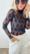 Lace Sheer Layering Top - Black-130 Long Sleeve Tops-Zenana-Coastal Bloom Boutique, find the trendiest versions of the popular styles and looks Located in Indialantic, FL
