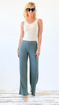 Shoreline Wide Leg Knit Pants - Ash Jade-170 Bottoms-Zenana-Coastal Bloom Boutique, find the trendiest versions of the popular styles and looks Located in Indialantic, FL