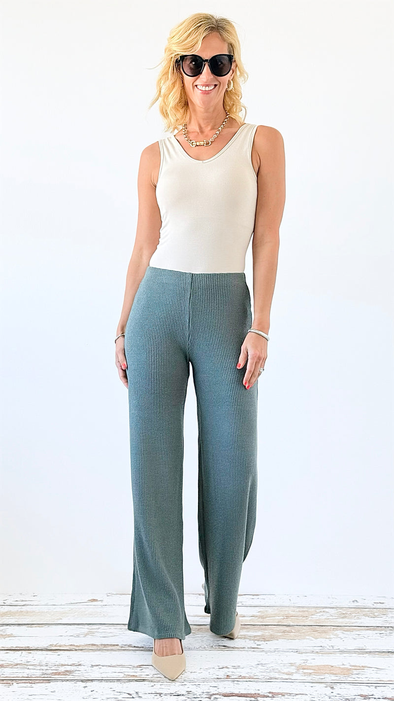 Shoreline Wide Leg Knit Pants - Ash Jade-170 Bottoms-Zenana-Coastal Bloom Boutique, find the trendiest versions of the popular styles and looks Located in Indialantic, FL