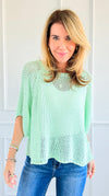 Summer Mesh Italian Knit Top- Mint-140 Sweaters-Italianissimo-Coastal Bloom Boutique, find the trendiest versions of the popular styles and looks Located in Indialantic, FL