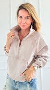 Whispers from the Hills Zip Sweatshirt - Ash Mocha-130 Long sleeve top-Zenana-Coastal Bloom Boutique, find the trendiest versions of the popular styles and looks Located in Indialantic, FL