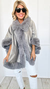 Golden Hour Glam Cape - Grey-160 Jackets-Original USA-Coastal Bloom Boutique, find the trendiest versions of the popular styles and looks Located in Indialantic, FL