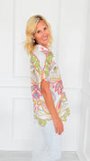 Paisley Garden Italian Blouse-110 short Sleeve Top-SORPRESA-Coastal Bloom Boutique, find the trendiest versions of the popular styles and looks Located in Indialantic, FL