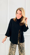 Chic Split Italian Sweater- Black-140 Sweaters-Italianissimo-Coastal Bloom Boutique, find the trendiest versions of the popular styles and looks Located in Indialantic, FL