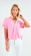 The Jetsetter Blouse - Pink-110 short Sleeve Top-2 Hearts-Coastal Bloom Boutique, find the trendiest versions of the popular styles and looks Located in Indialantic, FL