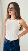 Ribbed Round Neck Tank Top - Off White-100 Sleeveless Tops-Zenana-Coastal Bloom Boutique, find the trendiest versions of the popular styles and looks Located in Indialantic, FL