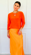 Soho Italian Boatneck Pullover -Bright Orange-140 Sweaters-Italianissimo-Coastal Bloom Boutique, find the trendiest versions of the popular styles and looks Located in Indialantic, FL