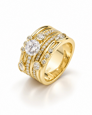 Layered Sterling Silver Stones Ring