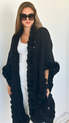 Vegan Fur Edges Knitted Cardigan - Black-150 Cardigans/Layers-NYW-Coastal Bloom Boutique, find the trendiest versions of the popular styles and looks Located in Indialantic, FL