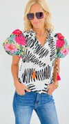 Spring Embroidered Puff Sleeve Blouse-110 Short Sleeve Tops-THML-Coastal Bloom Boutique, find the trendiest versions of the popular styles and looks Located in Indialantic, FL