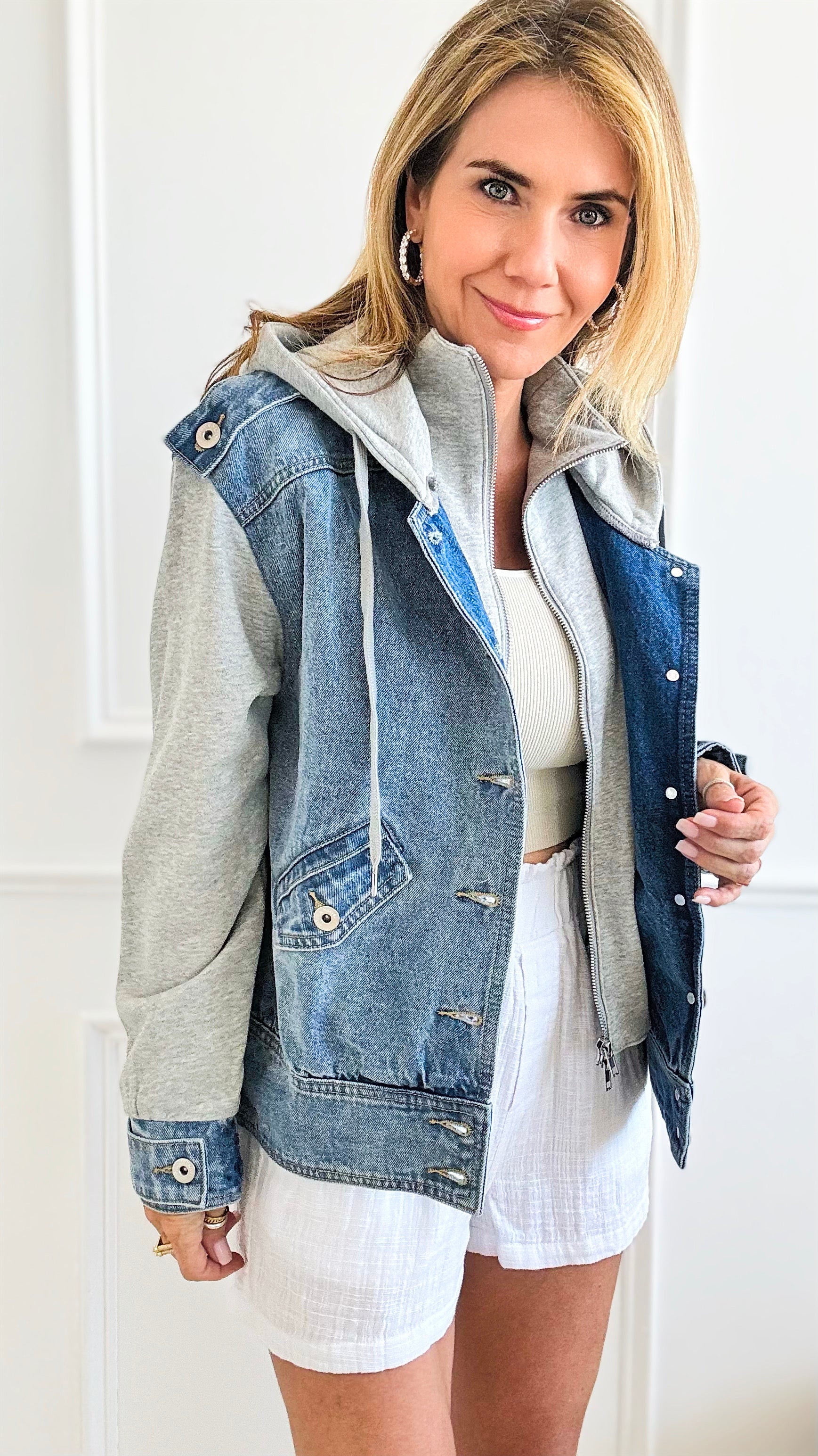 Buttoned Up & Zip Up Dual Front Hoodie Jacket-160 Jackets-Dance and Marvel-Coastal Bloom Boutique, find the trendiest versions of the popular styles and looks Located in Indialantic, FL