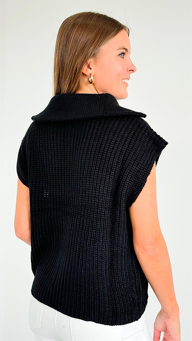 City Escape Zip Vest - Black-150 Cardigans/Layers-mystree-Coastal Bloom Boutique, find the trendiest versions of the popular styles and looks Located in Indialantic, FL