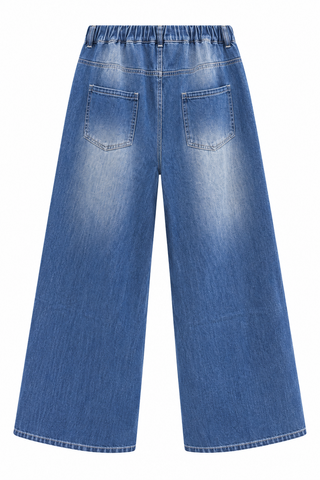 Along The Line Wide Leg Denim - Orange/Royal