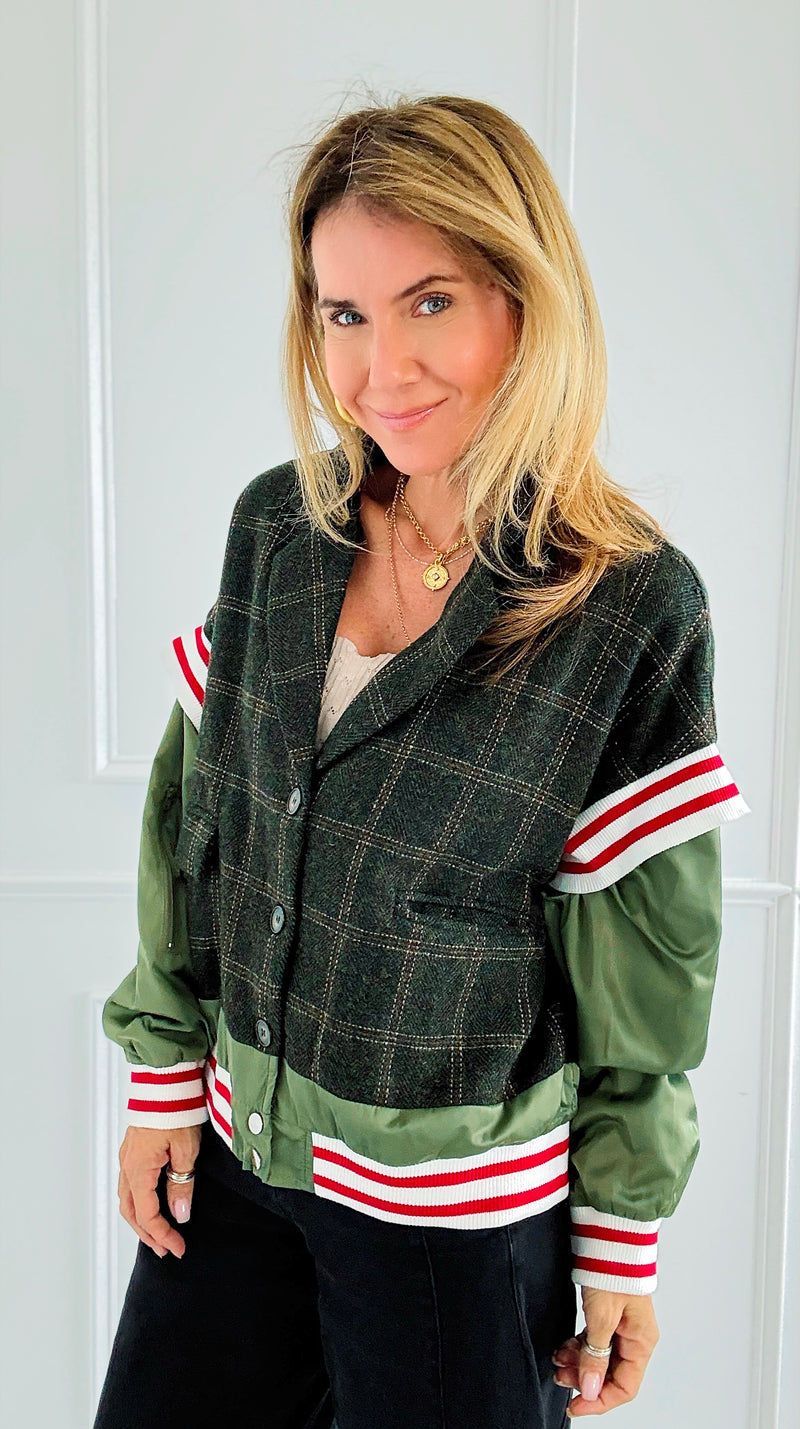 Varsity Remix Bomber Jacket-160 Jackets-Taelynn-Coastal Bloom Boutique, find the trendiest versions of the popular styles and looks Located in Indialantic, FL