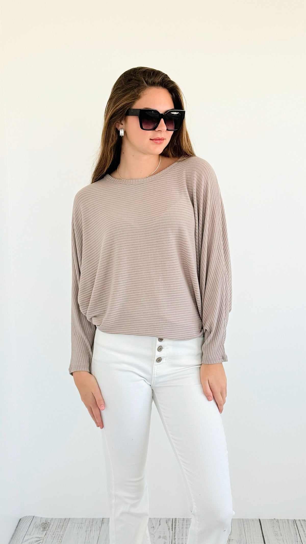 Everyday Essentials Ribbed Tee - Ash Mocha-130 Long Sleeve Tops-Zenana-Coastal Bloom Boutique, find the trendiest versions of the popular styles and looks Located in Indialantic, FL