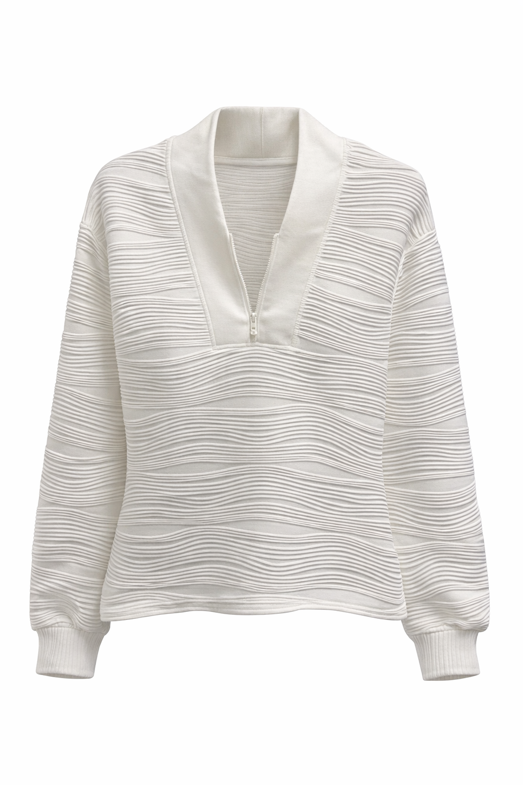 Wave Textured Zip-Up Sweatshirt