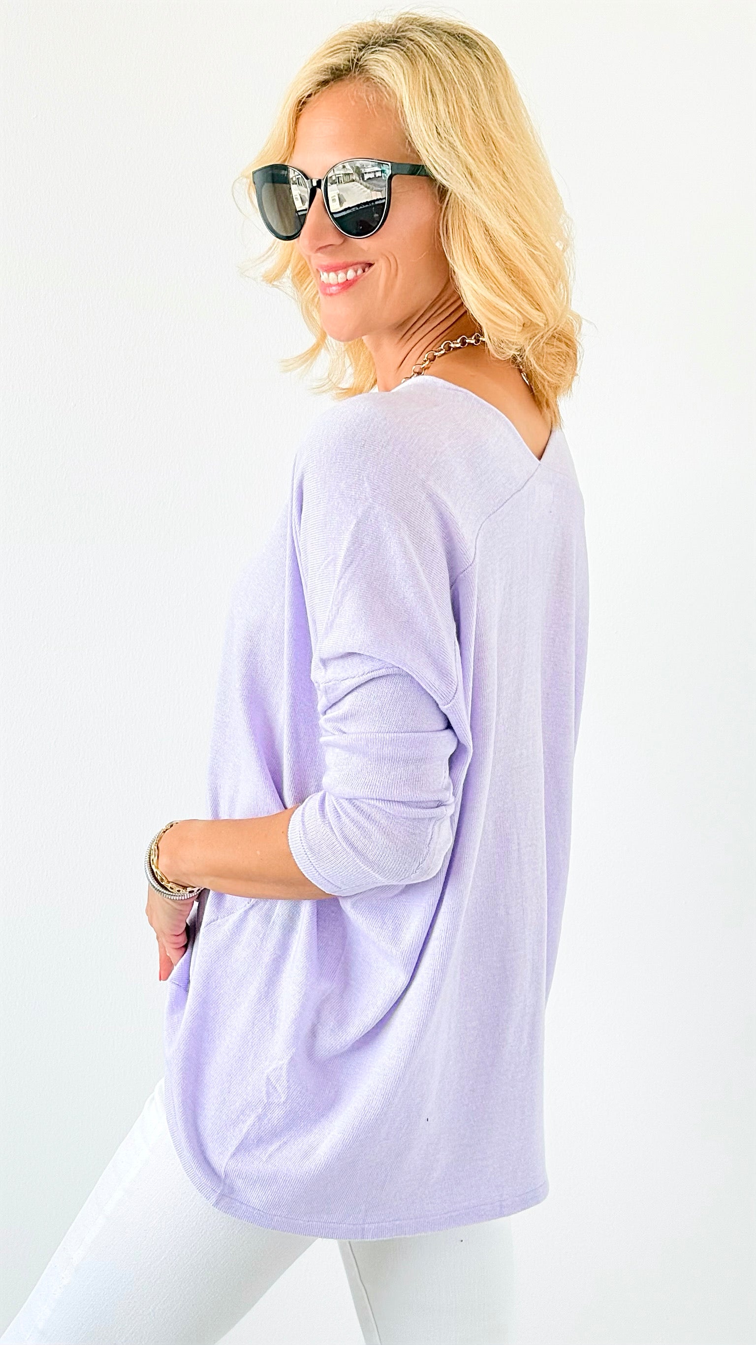 Poppy Relaxed Sweater - Lavender-130 Long Sleeve Tops-miracle-Coastal Bloom Boutique, find the trendiest versions of the popular styles and looks Located in Indialantic, FL