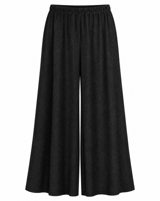 Shine Flowy Wide Leg Pants - Black
