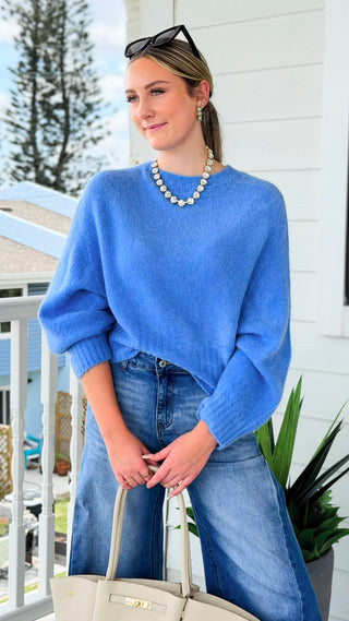 Soft Focus Italian Knit Sweater- Periwinkle