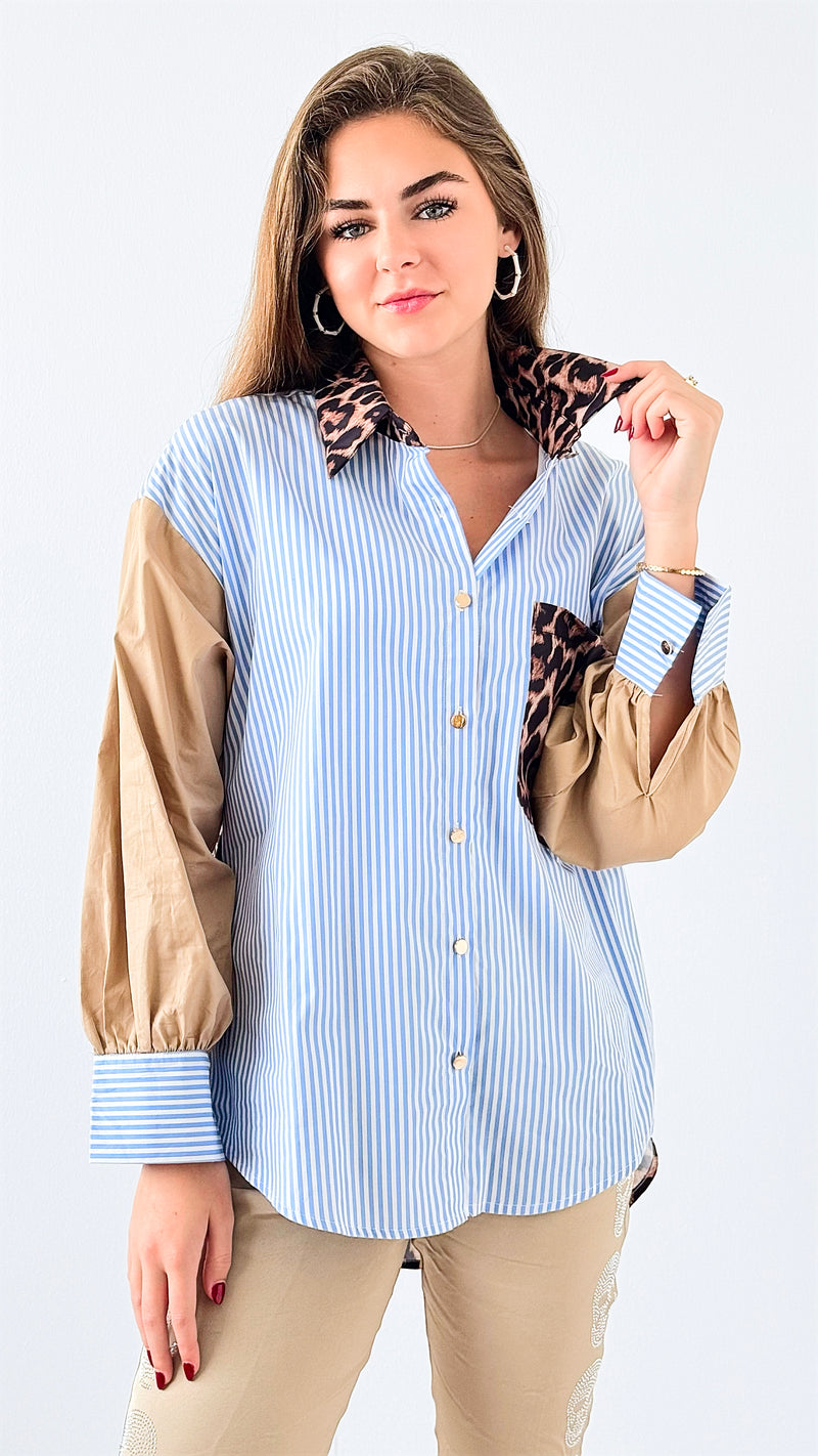 Wild Stripes Button-Up Top-130 Long Sleeve Tops-Itoo-Coastal Bloom Boutique, find the trendiest versions of the popular styles and looks Located in Indialantic, FL