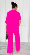 Desert Sunset Draped Set - Hot Pink-210 Loungewear/Sets-ODDI-Coastal Bloom Boutique, find the trendiest versions of the popular styles and looks Located in Indialantic, FL