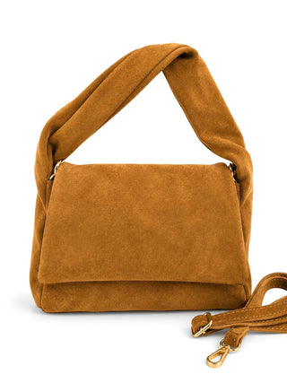 Italian Soft Spoken Suede Bag- Camel