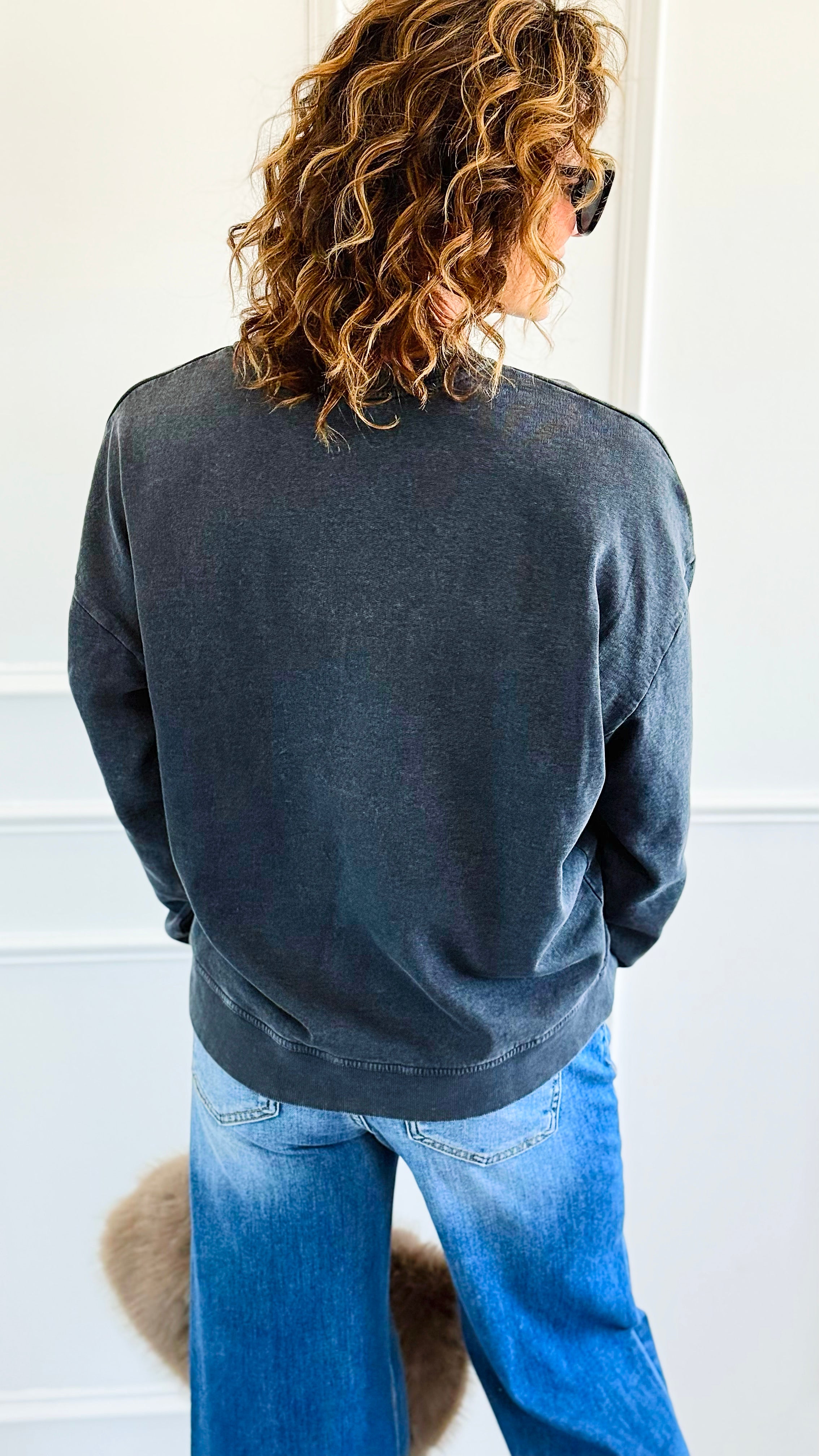 Blessed Beyond Luck Italian Sweatshirt-110 Long Sleeve Tops-FIRSTAGE-Coastal Bloom Boutique, find the trendiest versions of the popular styles and looks Located in Indialantic, FL