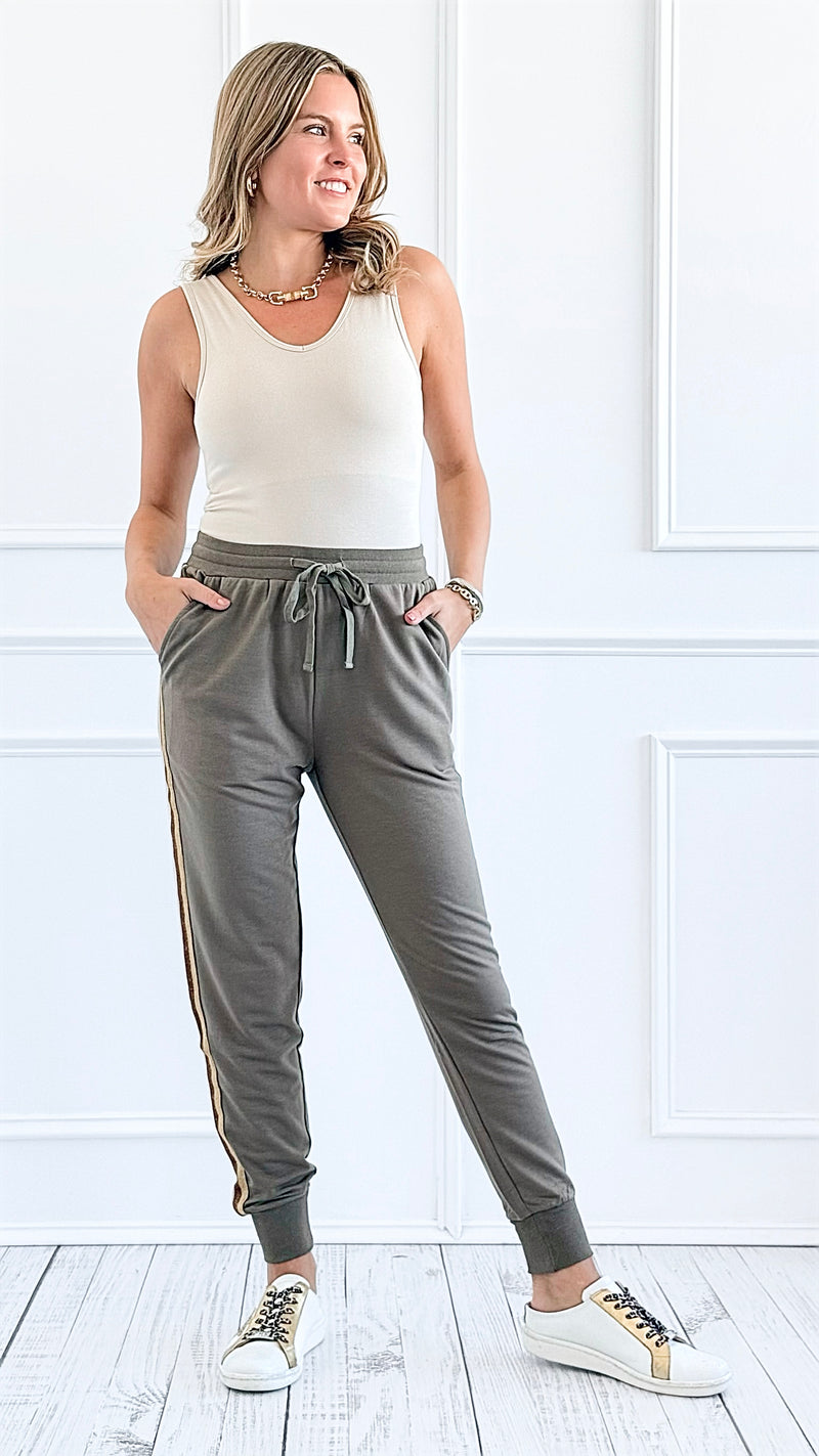 Striped Side Jogger Pants-180 Joggers-mystree-Coastal Bloom Boutique, find the trendiest versions of the popular styles and looks Located in Indialantic, FL