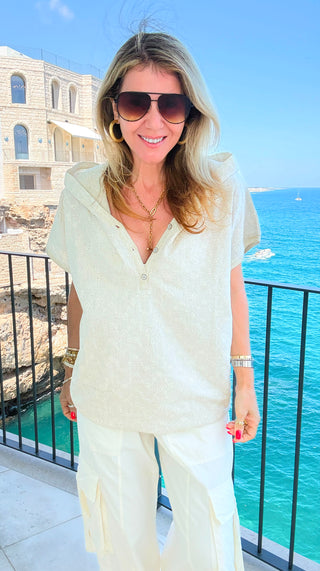 Seaside Stroll Hooded Italian Top