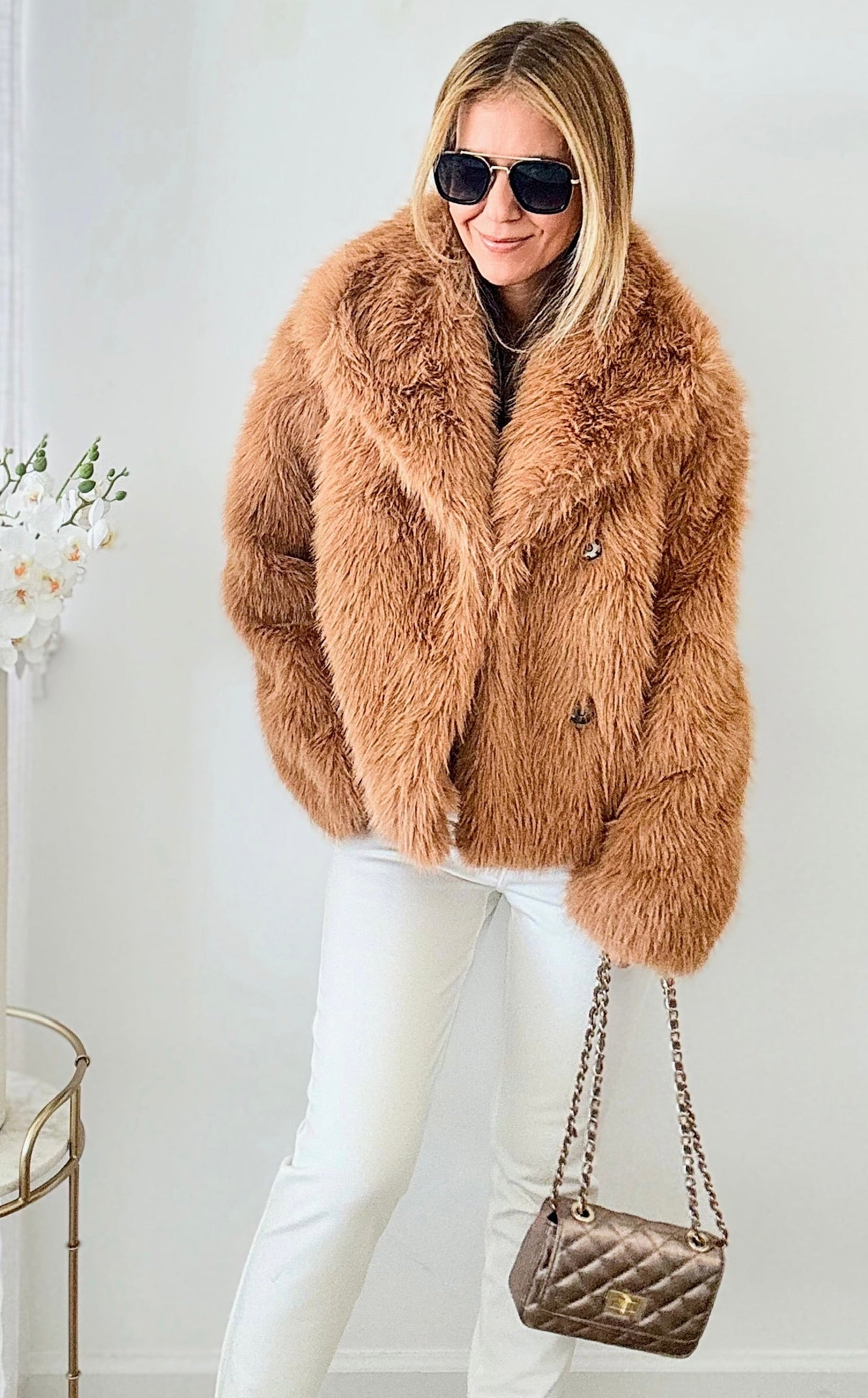 Dolce Cabo Faux Fur Jacket Black / M