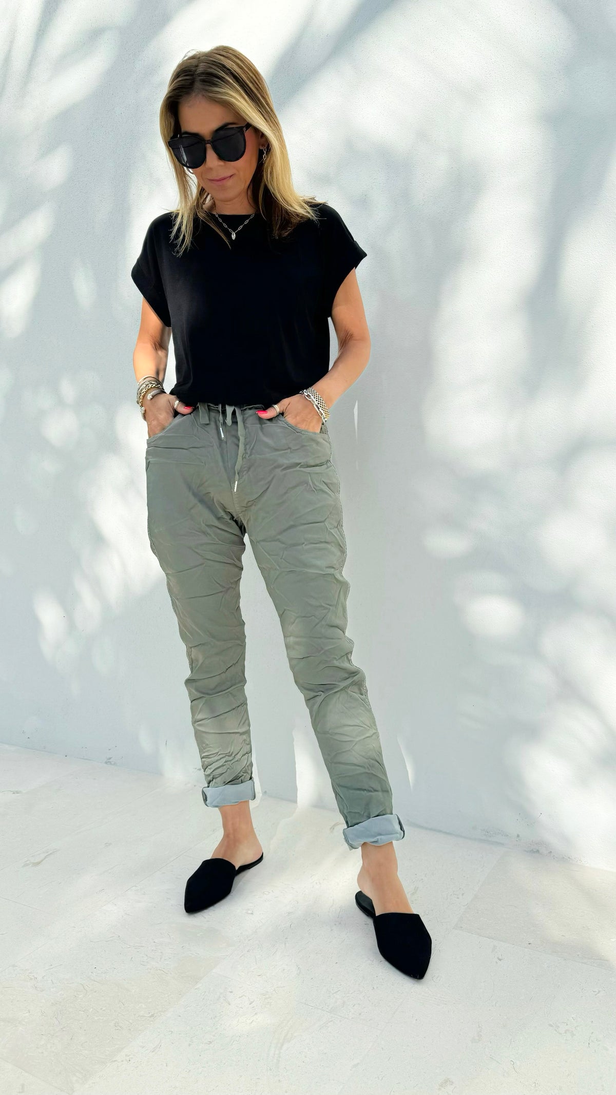 Italian Wish List Braided Jogger - Army Green-180 Joggers-Italianissimo-Coastal Bloom Boutique, find the trendiest versions of the popular styles and looks Located in Indialantic, FL
