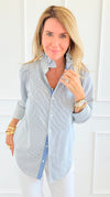 Italian Amelia Amore Di Righe Ruffle Blouse-110 Long Sleeve Tops-Italianissimo-Coastal Bloom Boutique, find the trendiest versions of the popular styles and looks Located in Indialantic, FL