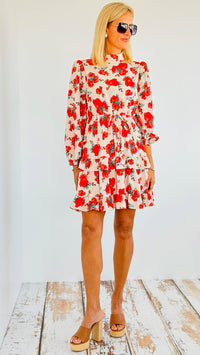 All Over Red Peonies Dress-200 dresses/jumpsuits/rompers-Jodifl-Coastal Bloom Boutique, find the trendiest versions of the popular styles and looks Located in Indialantic, FL