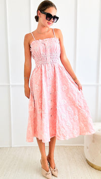 Floral Sleeveless Midi Dress - Pink-200 dresses/jumpsuits/rompers-Rousseau-Coastal Bloom Boutique, find the trendiest versions of the popular styles and looks Located in Indialantic, FL