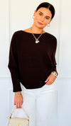 Ribbed Italian Pullover- Chocolate-140 Sweaters-Italianissimo-Coastal Bloom Boutique, find the trendiest versions of the popular styles and looks Located in Indialantic, FL